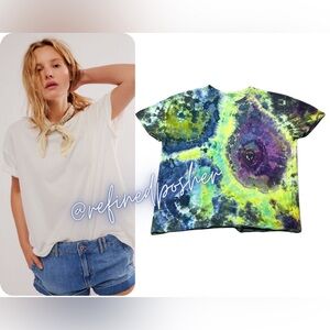 Free People We the Free Nina Tee size Medium NEW White Tie Dye